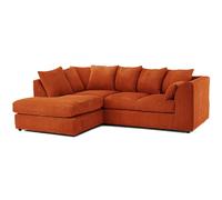 Furnishings For Less Luxor Cord Fabric 4 Seater Corner Sofa Scatter Back - Orange - Left Hand Facing