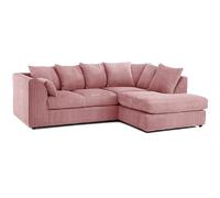 Furnishings For Less Luxor Cord Fabric 4 Seater Corner Sofa Scatter Back - Pink - Right Hand Facing