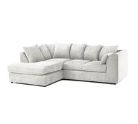 Furnishings For Less Luxor Cord Fabric 4 Seater Corner Sofa Scatter Back - Silver - Left Hand Facing