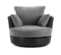 Furnishings For Less Luxor / Ferguson / Delta Cord Swivel Chair - Black and Grey