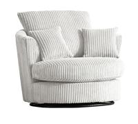 Furnishings For Less UK Luxor Jumbo Cord Silver Fabric Single Seater 360 Degree Swivel Chair Sofa Accessory