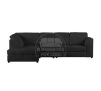 Furnishings For Less Luxor Full Cord Fabric 5 Seater Corner Sofa Full Back - Black - Left Hand Facing