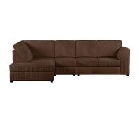 Furnishings For Less Luxor Full Cord Fabric 5 Seater Corner Sofa Full Back - Chocolate - Left Hand Facing