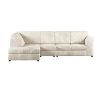 Furnishings For Less Luxor Full Cord Fabric 5 Seater Corner Sofa Full Back - Cream - Left Hand Facing