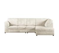 Furnishings For Less Luxor Full Cord Fabric 5 Seater Corner Sofa Full Back - Cream - Right Hand Facing
