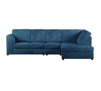 Furnishings For Less Luxor Full Cord Fabric 5 Seater Corner Sofa Full Back - Marine Blue - Right Hand Facing