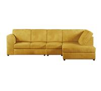 Furnishings For Less Luxor Full Cord Fabric 5 Seater Corner Sofa Full Back - Mustard - Right Hand Facing