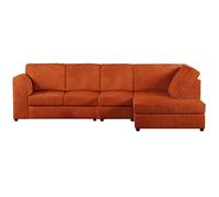 Furnishings For Less UK Luxor Orange Jumbo Cord Large 5 Seater Corner Sofa Long Right Hand Facing - Full Back