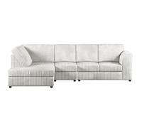 Furnishings For Less Luxor Full Cord Fabric 5 Seater Corner Sofa Full Back - Silver - Left Hand Facing