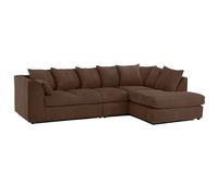 Furnishings For Less Luxor Full Cord Fabric 5 Seater Corner Sofa Scatter Back - Chocolate - Right Hand Facing