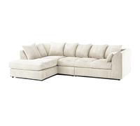 Furnishings For Less Luxor Full Cord Fabric 5 Seater Corner Sofa Scatter Back - Cream - Left Hand Facing
