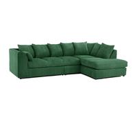 Furnishings For Less Luxor Full Cord Fabric 5 Seater Corner Sofa Scatter Back - Green - Right Hand Facing