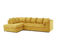 Furnishings For Less Luxor Full Cord Fabric 5 Seater Corner Sofa Scatter Back - Mustard - Left Hand Facing