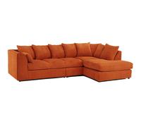 Furnishings For Less Luxor Full Cord Fabric 5 Seater Corner Sofa Scatter Back - Orange - Right Hand Facing