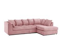 Furnishings For Less Luxor Full Cord Fabric 5 Seater Corner Sofa Scatter Back - Pink - Right Hand Facing