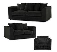 Furnishings For Less Luxor Full Jumbo Cord 3 Piece Suite - Scatter Back - Black