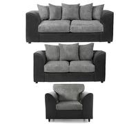 Furnishings For Less Luxor Full Jumbo Cord 3 Piece Suite - Scatter Back - Black and Grey