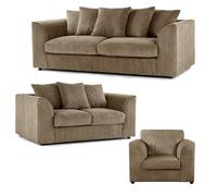 Furnishings For Less Luxor Full Jumbo Cord 3 Piece Suite - Scatter Back - Coffee