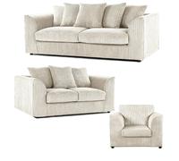 Furnishings For Less Luxor Full Jumbo Cord 3 Piece Suite - Scatter Back - Cream