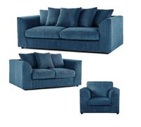 Furnishings For Less Luxor Full Jumbo Cord 3 Piece Suite - Scatter Back - Marine Blue