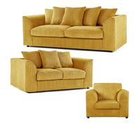 Furnishings For Less Luxor Full Jumbo Cord 3 Piece Suite - Scatter Back - Mustard