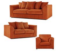 Furnishings For Less Luxor Full Jumbo Cord 3 Piece Suite - Scatter Back - Orange