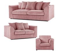 Furnishings For Less Luxor Full Jumbo Cord 3 Piece Suite - Scatter Back - Pink