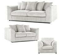 Furnishings For Less Luxor Full Jumbo Cord 3 Piece Suite - Scatter Back - Silver