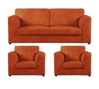 Furnishings For Less Luxor Full Jumbo Cord 3 Piece Suite - Full Back - Orange