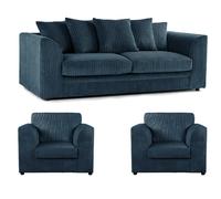 Furnishings For Less Luxor Full Jumbo Cord 3 Seater and 2 x Armchairs - Scatter Back - Navy Blue