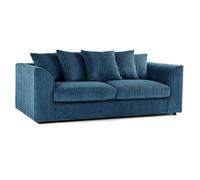 Furnishings For Less UK Luxor Jumbo Cord Blue Fabric 3 Seater Sofa