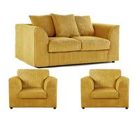Furnishings For Less Luxor Jumbo Cord 2 Seater and 2 x Armchairs - Scatter Back - Mustard