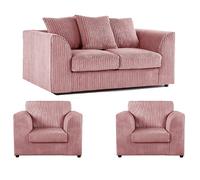 Furnishings For Less Luxor Jumbo Cord 2 Seater and 2 x Armchairs - Scatter Back - Pink
