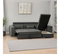 Furnishings For Less Miami Grey Fabric Reversible Corner Sofa Bed With Storage and Headrests