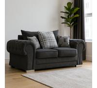 Furnishings For Less Milan Chesterfield Fabric 2 Seater Sofa - Scatter Back - Black