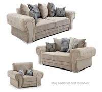 Furnishings For Less Milan Chesterfield Fabric 3 Piece Sofa Suite - Scatter Back - Mink