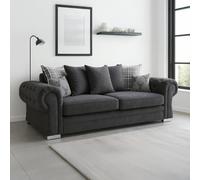 Furnishings For Less Milan Chesterfield Fabric 3 Seater Sofa - Scatter Back - Black