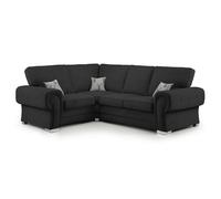 Furnishings For Less Milan Chesterfield Fabric 4 Seater Corner Sofa - Full Back - Black - Right Hand Facing