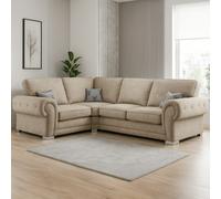 Furnishings For Less Milan Chesterfield Fabric 4 Seater Corner Sofa - Full Back - Mink - Left Hand Facing
