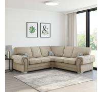 Furnishings For Less Milan Chesterfield Fabric 5 Seater Corner Sofa - Full Back - Mink