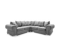 Furnishings For Less Milan Chesterfield Fabric 5 Seater Corner Sofa - Scatter Back - Grey