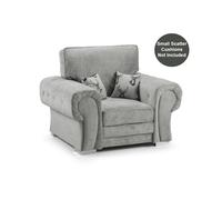 Furnishings For Less UK Milan Grey Fabric Single Seater Armchair Fabric Full Back Chesterfield Style