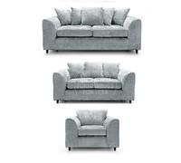 Furnishings For Less Monaco Chenille Fabric 3 Piece Sofa Suite - Light Grey
