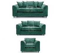 Furnishings For Less Monaco Chenille Fabric 3 Piece Sofa Suite - Teal