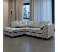 Furnishings For Less Monaco Chenille Fabric 4 Seater L Shaped Corner Sofa - Light Grey - Left Hand Facing