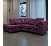Furnishings For Less Monaco Chenille Fabric 4 Seater L Shaped Corner Sofa - Purple - Left Hand Facing