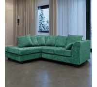 Furnishings For Less Monaco Chenille Fabric 4 Seater L Shaped Corner Sofa - Teal - Left Hand Facing