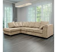 Furnishings For Less Monaco Chenille Fabric 5 Seater L Shaped Corner Sofa - Beige - Left Hand Facing