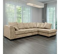 Furnishings For Less Monaco Chenille Fabric 5 Seater L Shaped Corner Sofa - Beige - Right Hand Facing