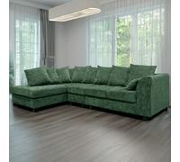 Furnishings For Less Monaco Chenille Fabric 5 Seater L Shaped Corner Sofa - Green - Left Hand Facing